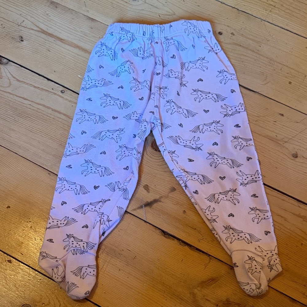 Kids Unicorn Print Pajama footie bottoms